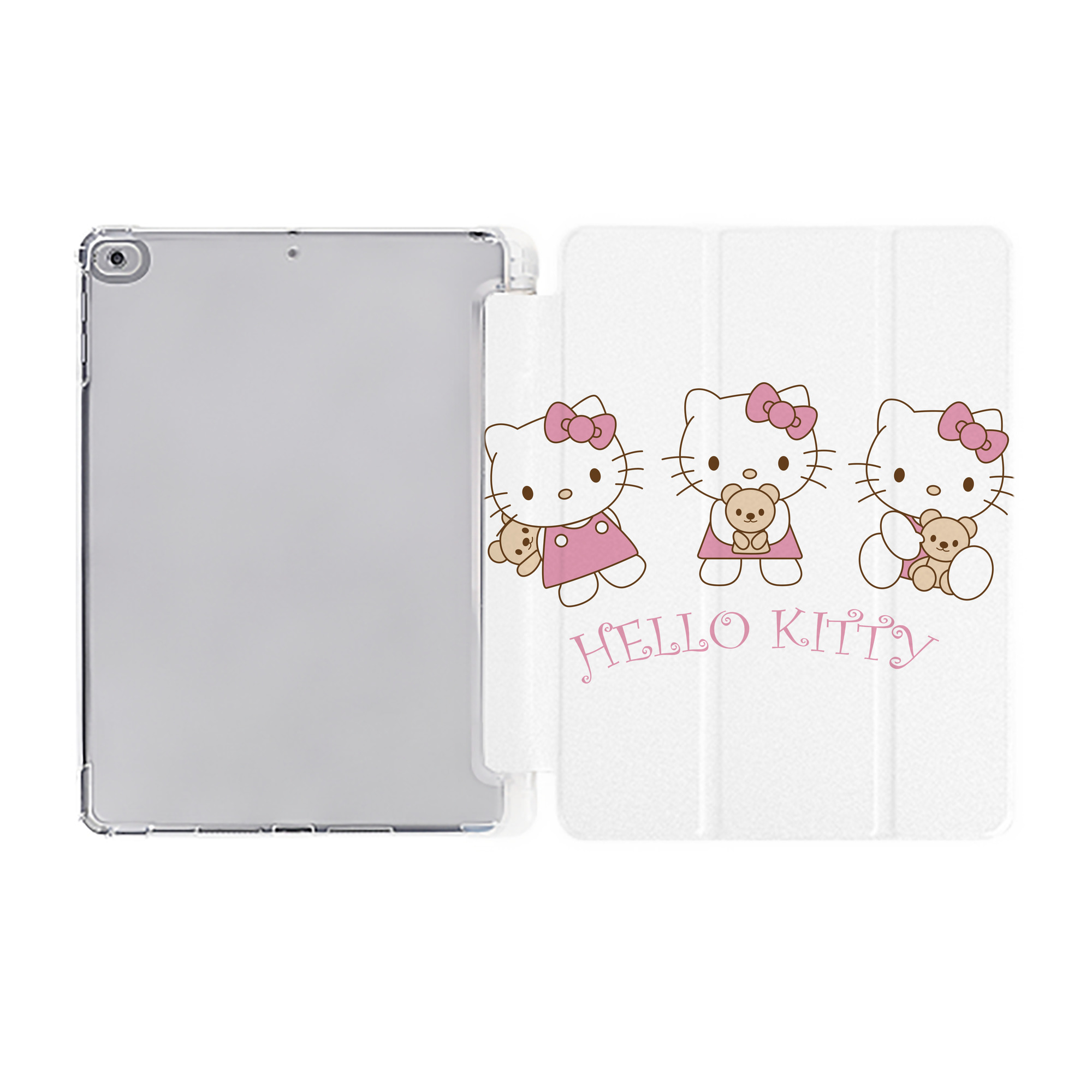 （画像用） Hello Kitty ハローキティ IPad ケース ペン収納付き 三つ折りスタンド PUレザー×シリコン 対応機種9.5/10.5/10.9インチ